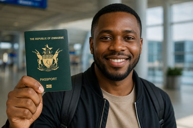 A Man Holding Zimbabwe Passport