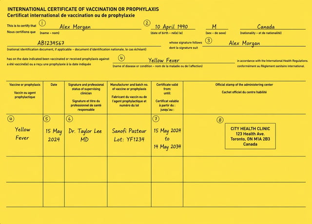 International Vaccination Certificate for Yellow Fever