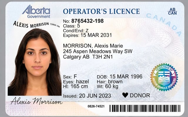 Sample Of Canadian Driving License