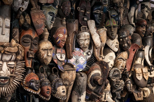 Traditional Cameroon Wooden Tribal Masks