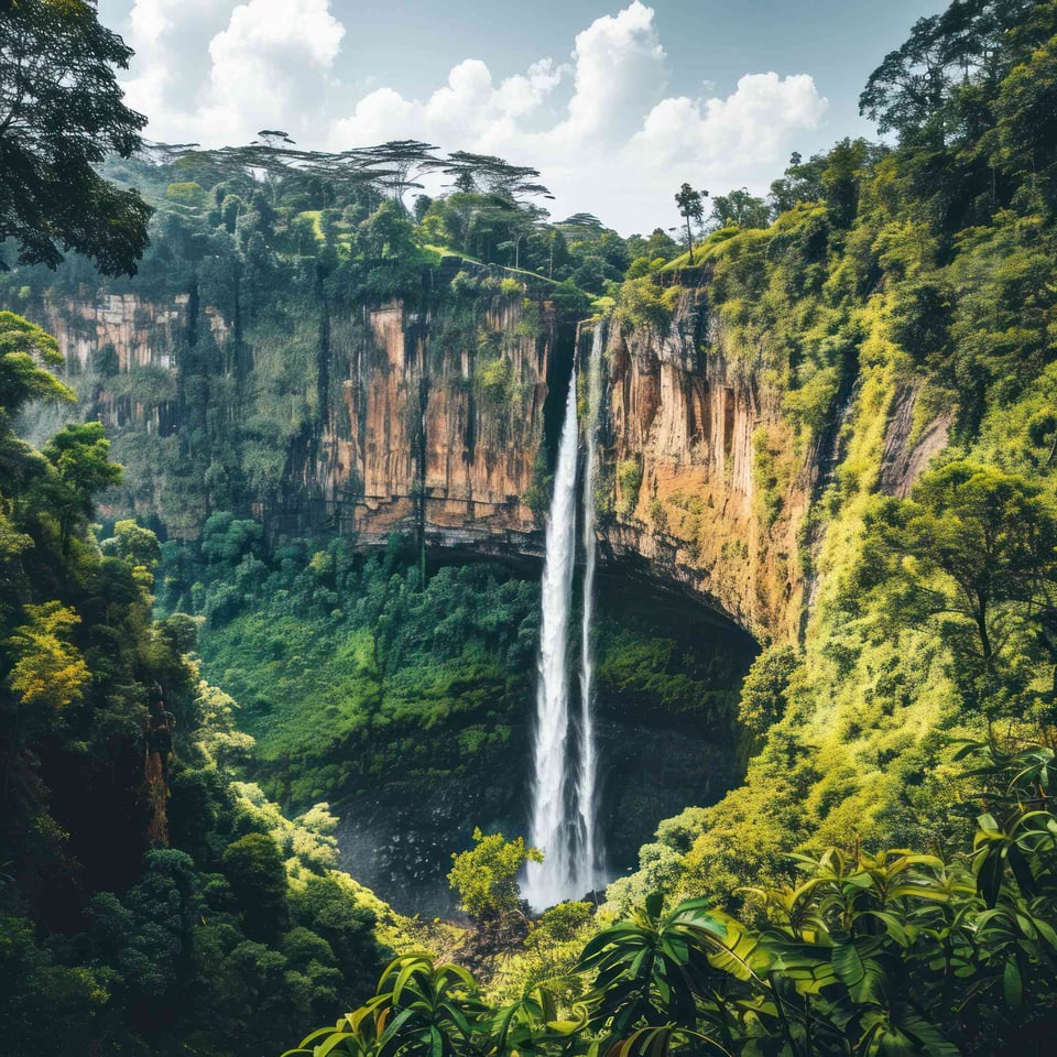 A Waterfall In A Forest