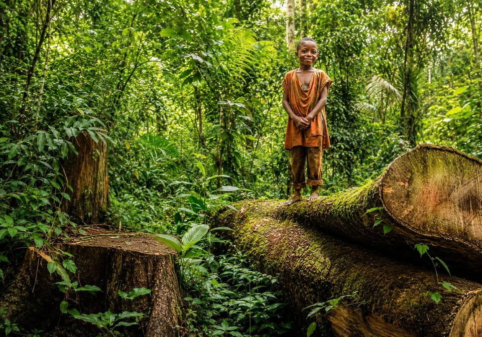 Indigenous Baka Boy In Cameroon Forest