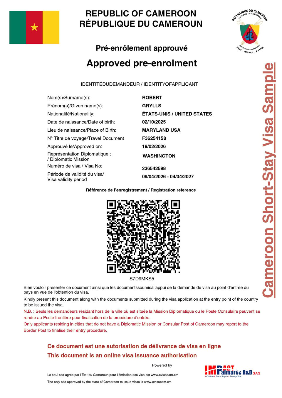 Cameroon Short Stay Visa