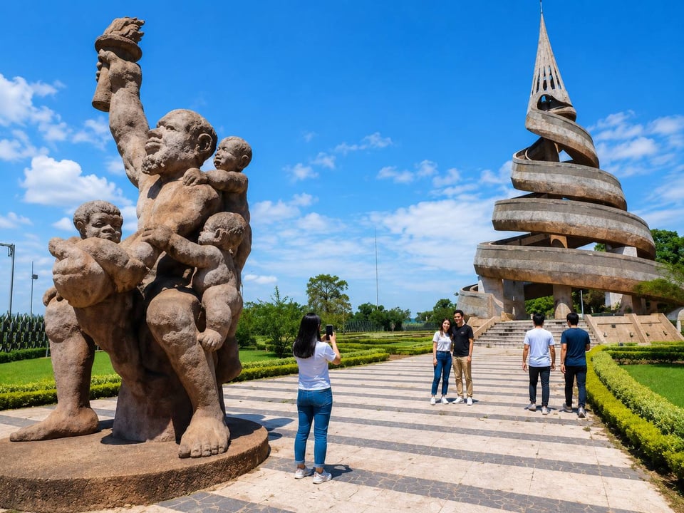 Tourists Exploring The Reunification Monument